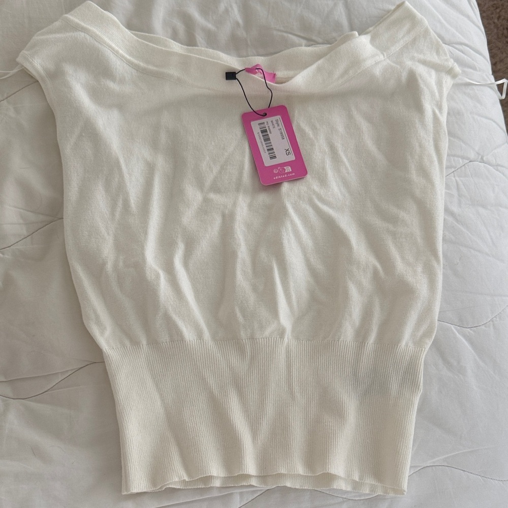 NWT-Edikted Michaela Off Shoulder Knit Top